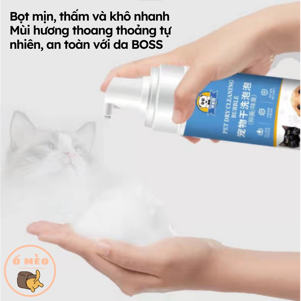 BỌT TẮM KHÔ CHO THÚ CƯNG sữa tắm chó mèo khử mùi, dưỡng lông, tăng cường miễn dịch cho da