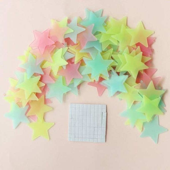 Set 100 ngôi sao dạ quang phát sáng - 1 gói 100 cái - siêu rẻ mà xịn mịn - giao màu ngẫu nhiên