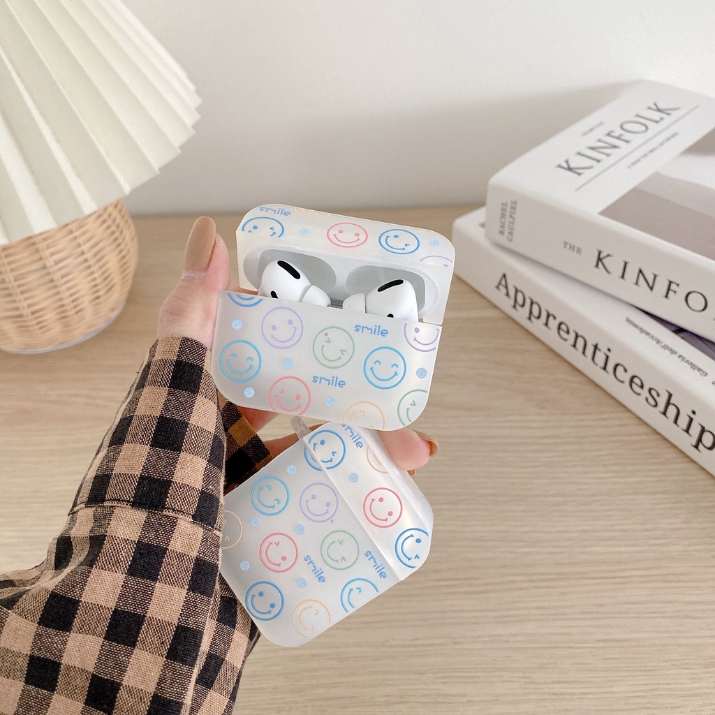 Vỏ Bảo Vệ Hộp Sạc Tai Nghe compatible AirPods Pro compatible AirPods 2/Pro Họa Tiết Mặt Cười Khung Màu Sắc 20213 Bằng TPU Tiện Dụng