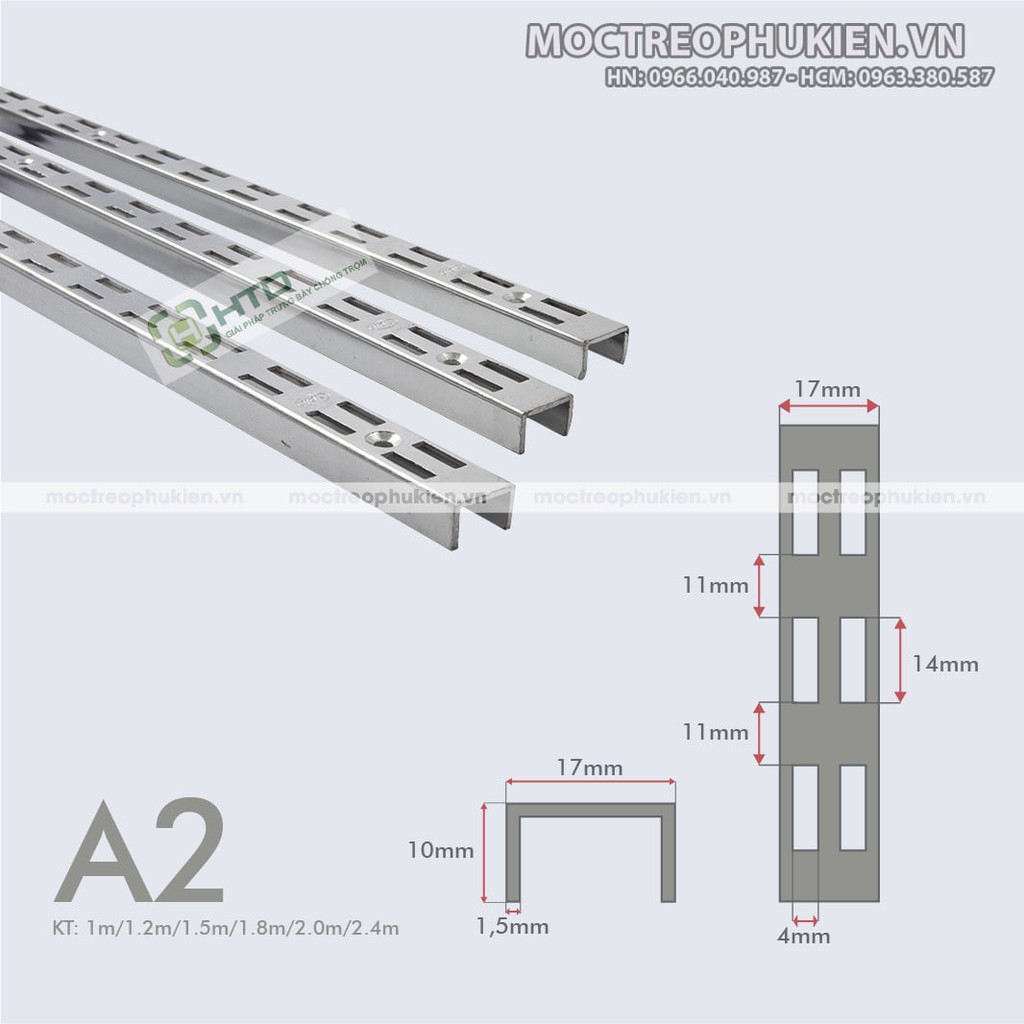 THANH LÝ- Thanh ray gắn tường đôi A2
