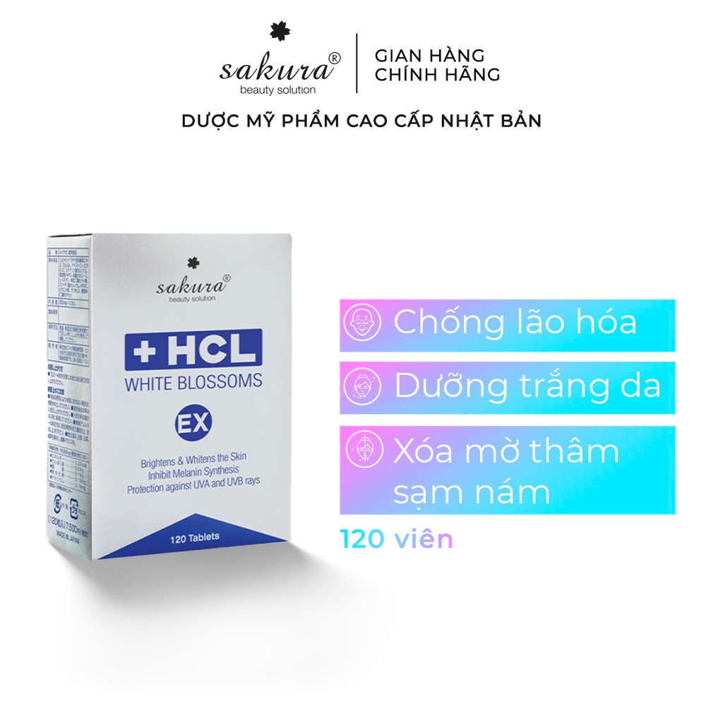 Viên uống giảm nám chuyên sâu Sakura HCL White Blossoms EX 120 viên