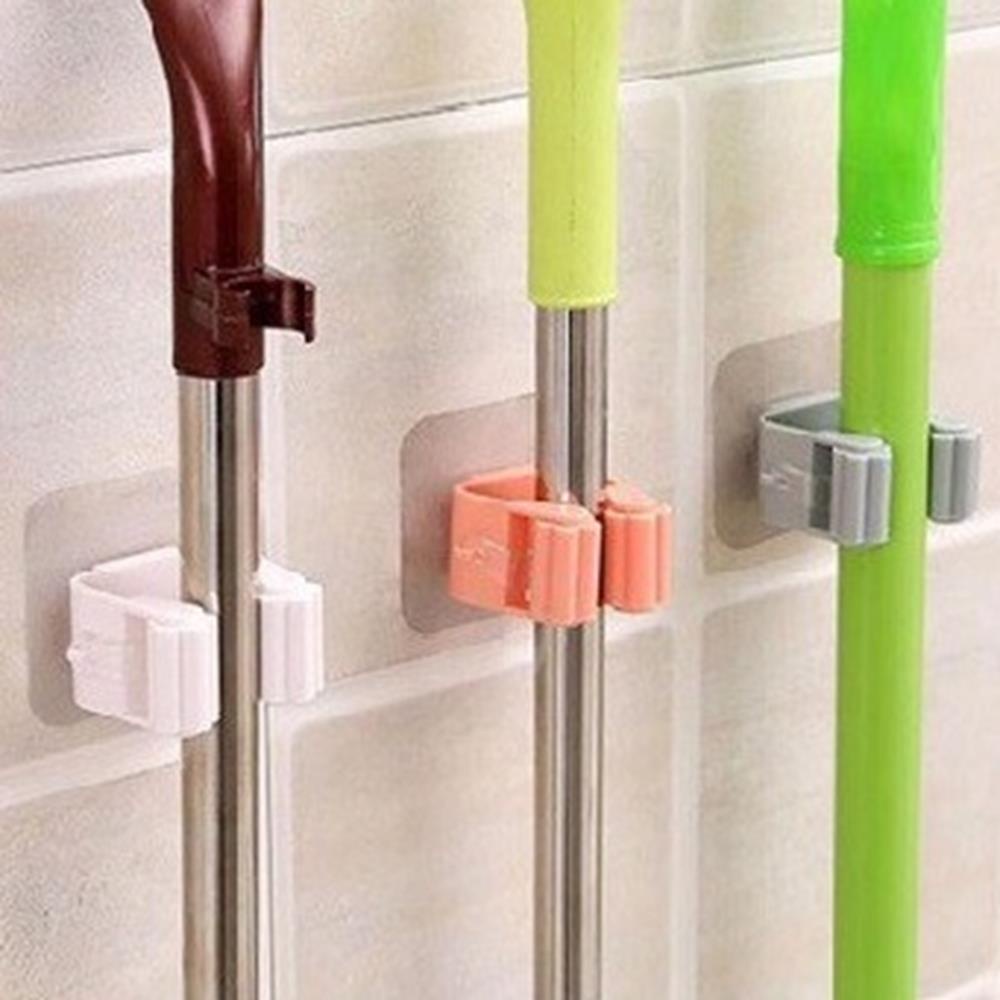 Móc treo chổi - cây lau nhà - đồ bếp dán tường không cần khoan mã 18010