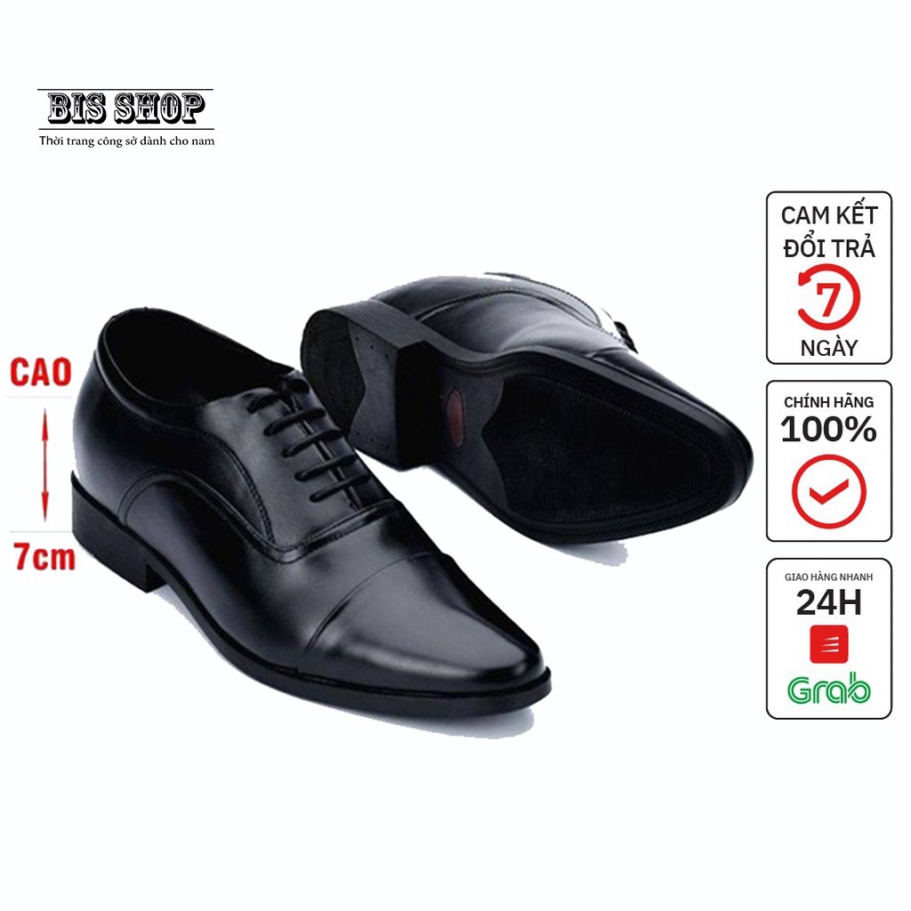 Giày tây nam da bò cao cấp S89 tăng chiều cao bí ẩn 7Cm