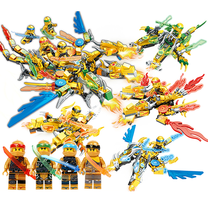 Lego Ninjago Rồng ngôi đền nhẫn giả Minifigure Xe máy Đồ chơi khối xây dựng cho trẻ em