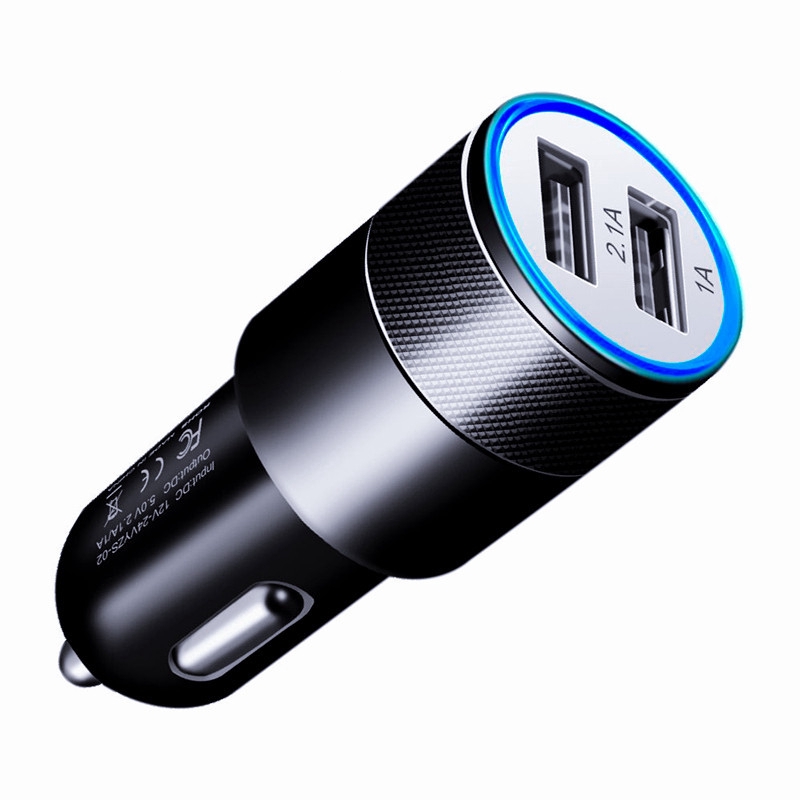 Dual Port USB Car Charger 5V 2.1A Fast Charging Device For Phone & Mobile Devices