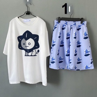 Set áo van + short van cảtoon bt21 unisex