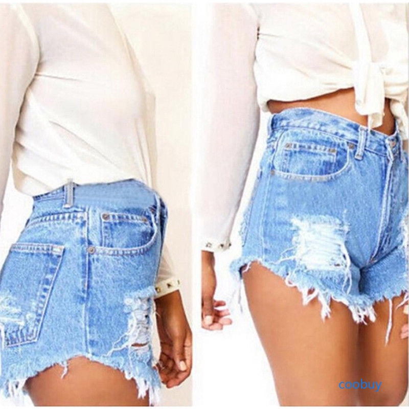 Quần jeans ngắn lưng cao vintage cho nữ