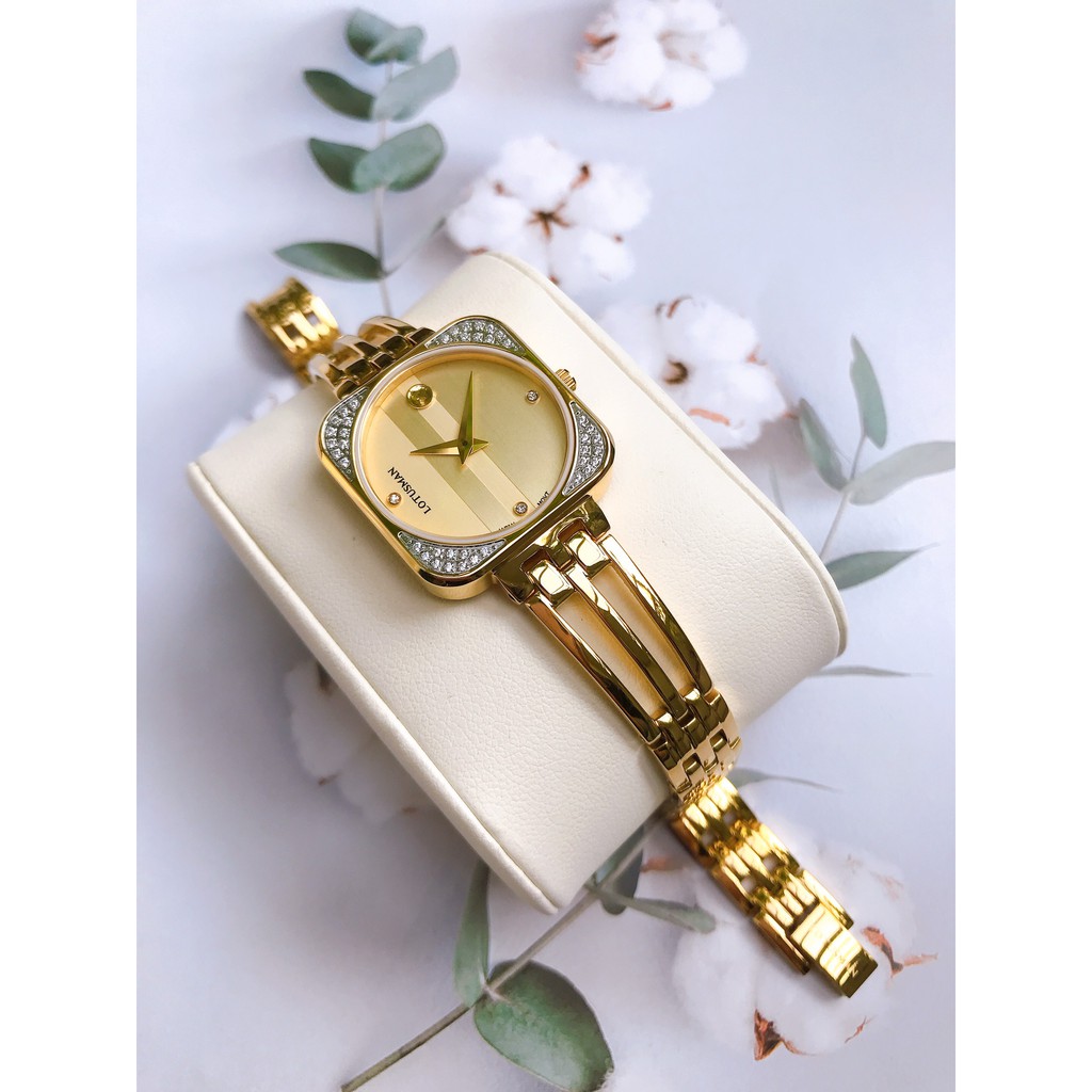 ( Sẵn 5 màu ) Đồng hồ nữ Lotusman LT06B.AAW stainless steel sapphire crystal case 30x30mm. 3atm