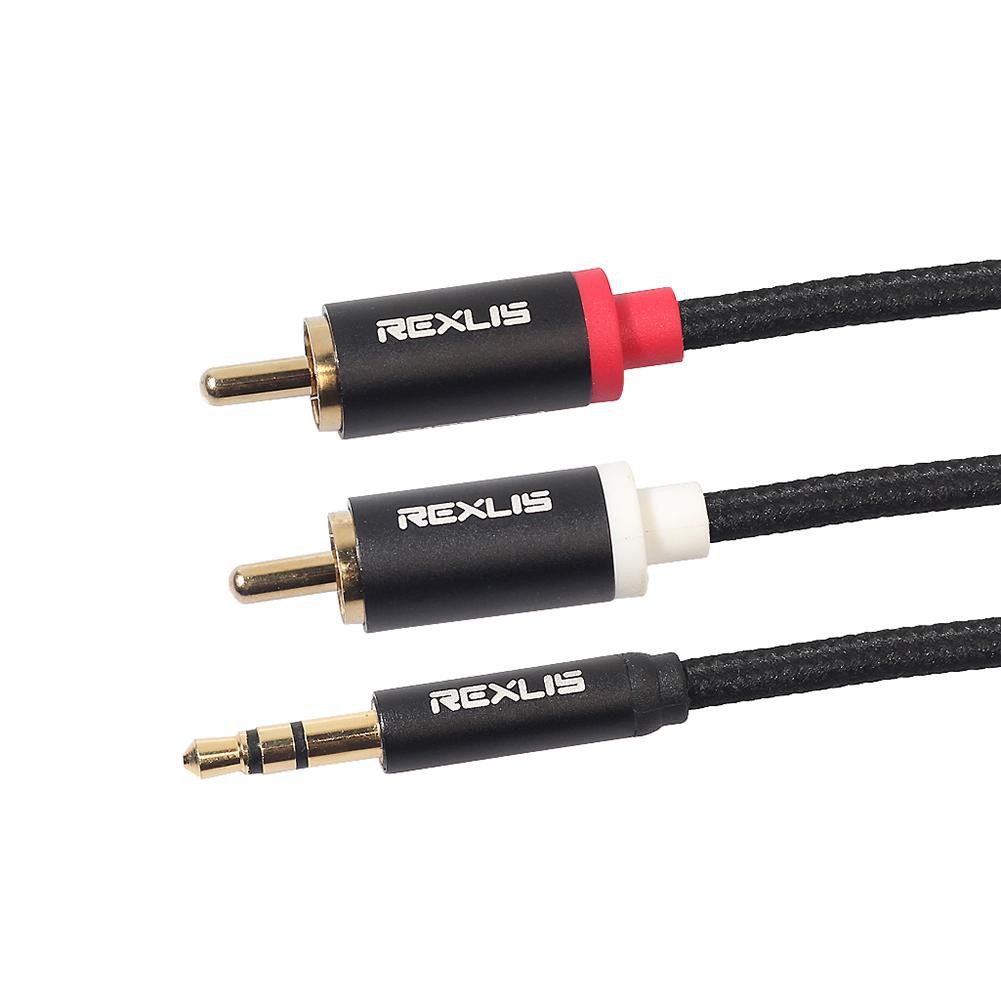 Cáp REDKEE gắn loa tại rạp hát bằng dây bện AUX chuyển đổi từ jack cắm 3.5mm sang 2 RCA