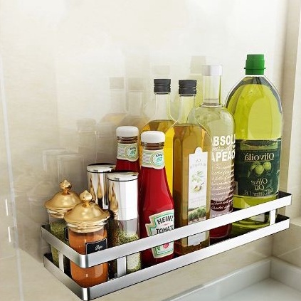 Giá kệ gia vị Inox 304 Nanichino để đồ treo tường, gắn tường, dán tường đa năng có sẵn keo sealant fix