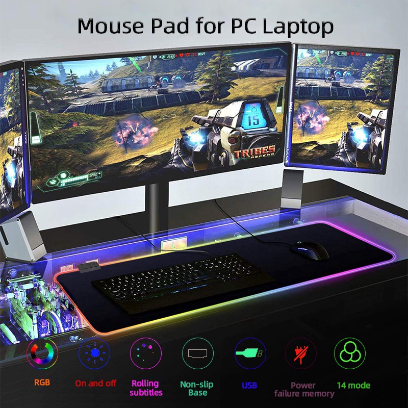 Miếng lót chuột 350x250x3mm / 300x800x4mm / thông thường không đèn Led chất liệu silicon bảo vệ môi trường