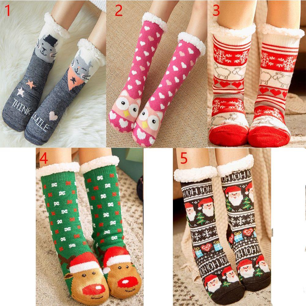 1 Đôi Vớ Ngủ Giữ Ấm Họa Tiết Giáng Sinh Dễ Thương Cho Nữ