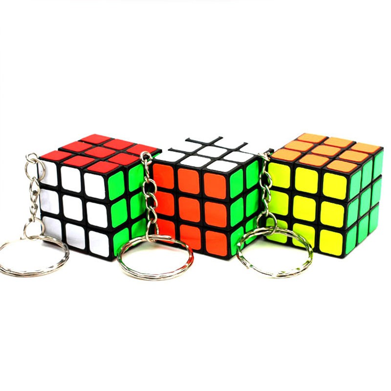 Móc chìa khóa hình khối rubik Mini 3x3 giảm căng thẳng cho bé