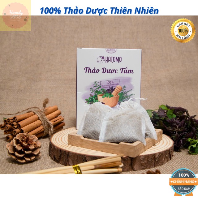 Tắm Thảo Dược Hatomo Hộp 10 Túi Lọc, Nước Tắm Thảo Dược Cho Bé Mẹ Sau Sinh, Kháng Khuẩn Bảo Vệ Da, Lưu Thông Khí Huyết