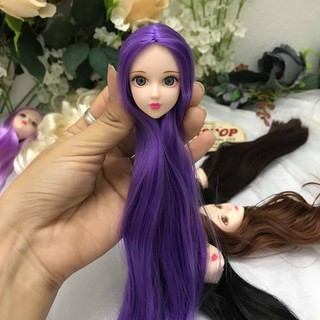 Đầu búp bê Xinyi tóc dài 23cm mắt 3D