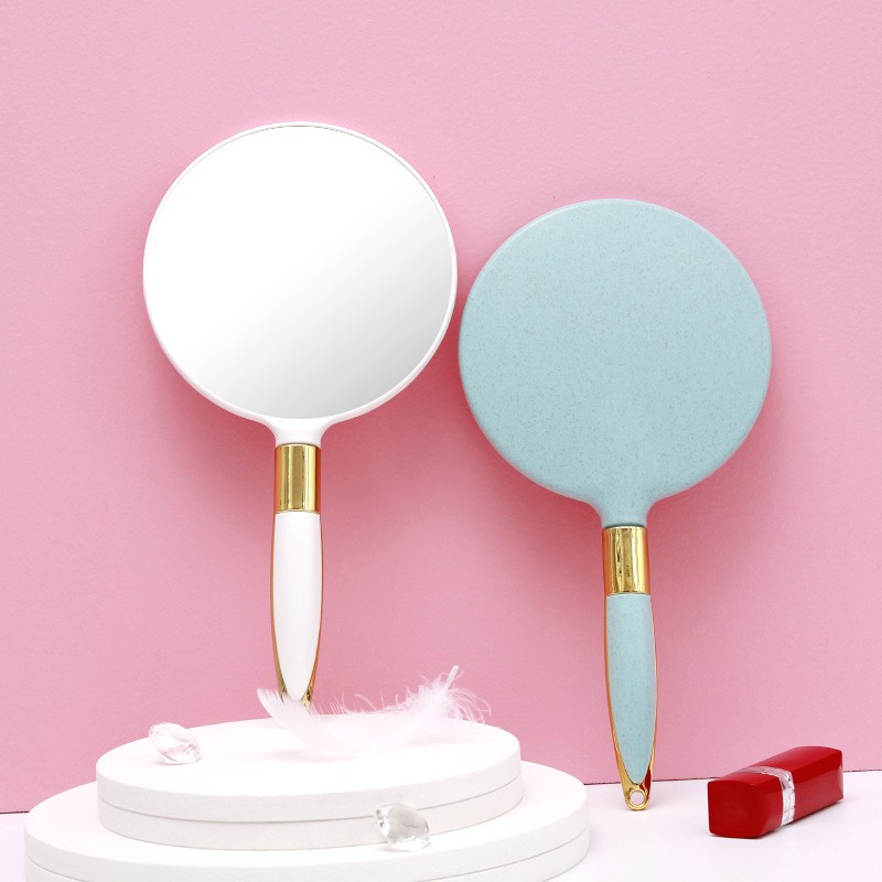 Gương Cầm Tay Hàn Quốc Gương Vintage Dáng Tròn Mini Makeup Phun Xăm