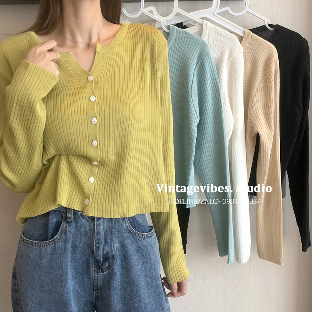 [FREESHIP] Áo cardigan len khuy vuông Ulzzang (hàng QC) - Ảnh thật