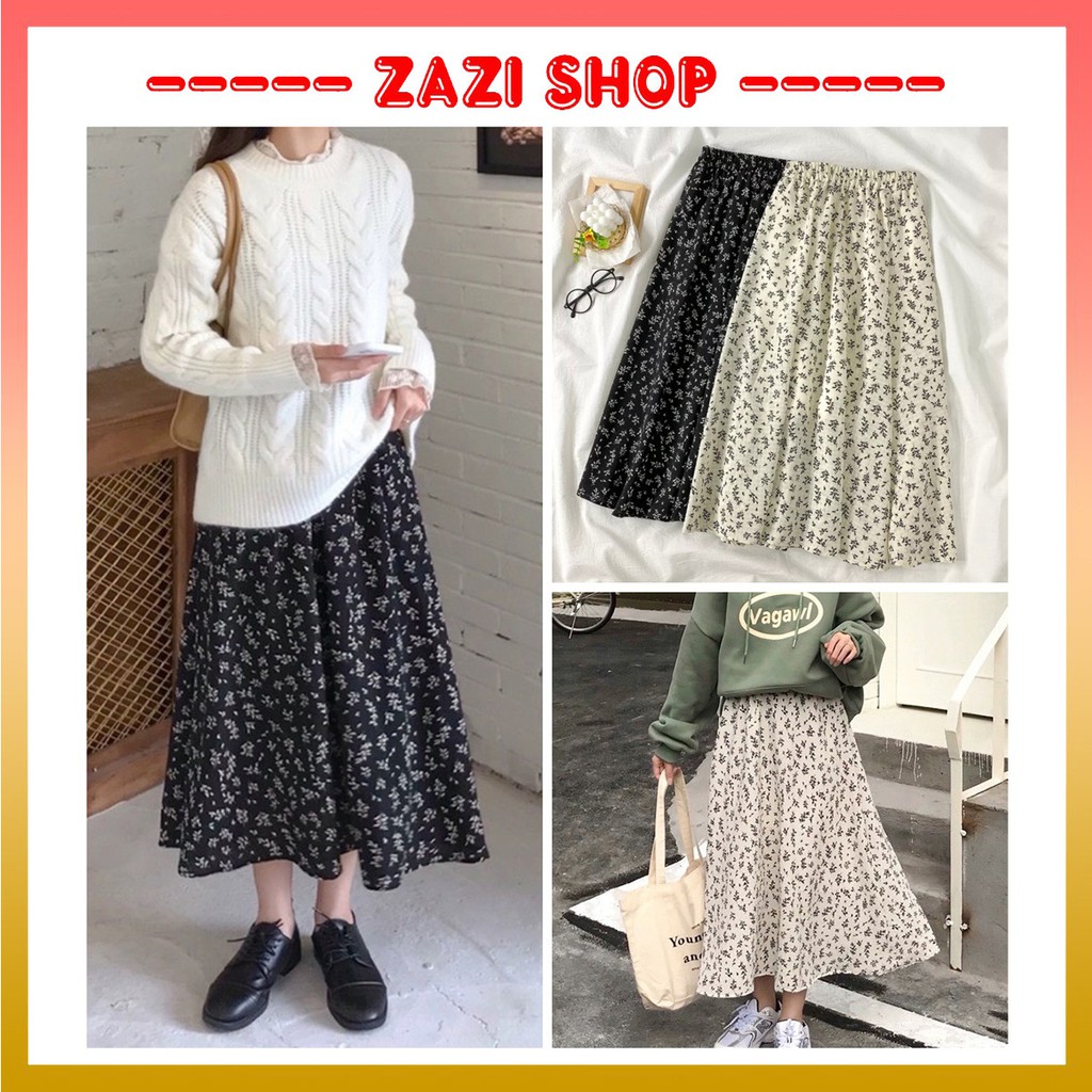 Chân váy vintage, chân váy dài dáng midi siêu xinh 💎 Chân váy hoa nhí phong cách nhẹ nhàng, vintage - ZaZi CV20