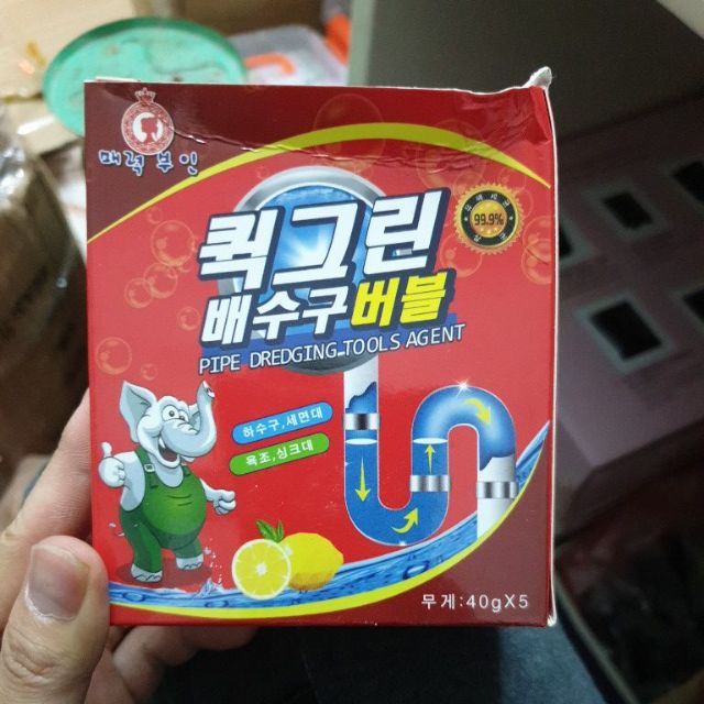 Hộp 5 Gói Bột Thông Cống Hàn Quốc Siêu Mạnh, Thông Tắc Cống Bồn Cầu, Bồn Rửa Bát