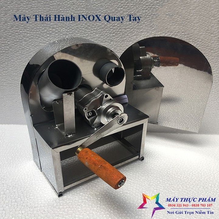 Máy thái hành tỏi sung xả ớt quay tay inox