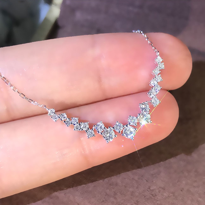 Vòng cổ bạc SINLEERY XL827 đính đá zircon thời trang sang trọng cao cấp cho nữ