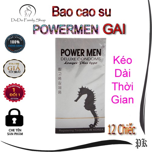 Bao cao su PowerMen gai cá ngựa bạc hỗ trợ chống xuất tinh sớm ở nam giới