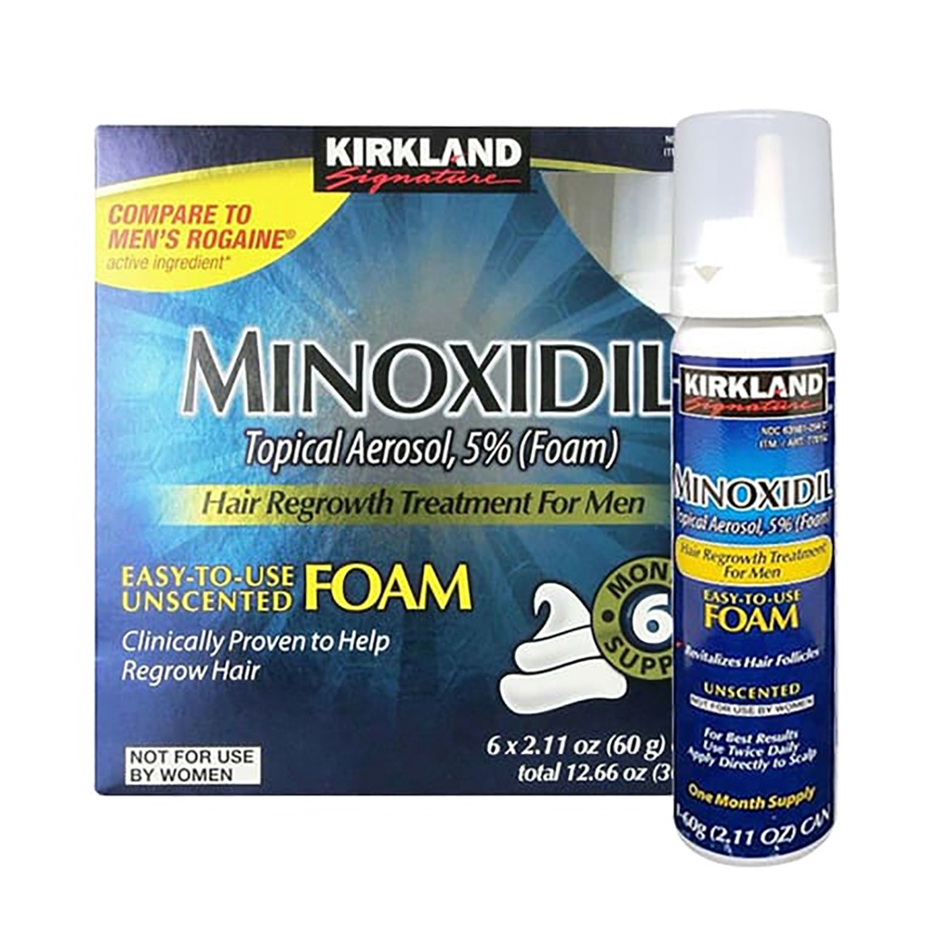 Thuốc mọc râu tóc Kirkland Minoxidil Foam 5% 62ml (Dạng bọt)