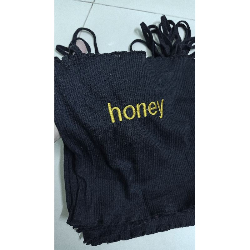 Áo dây Honey chữ thêu thun gân xịn