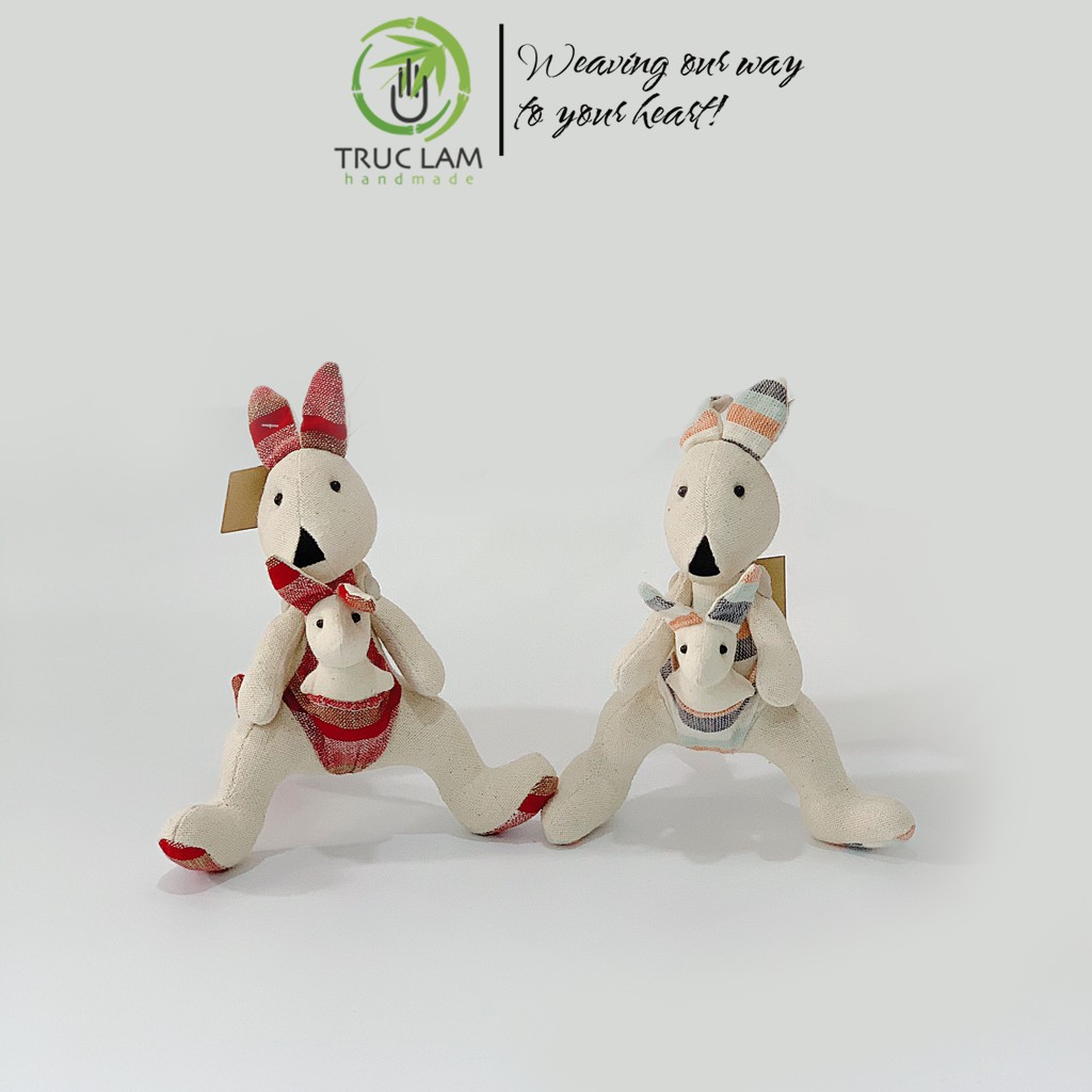 Đồ Chơi Cho Bé Thú Nhồi Bông Mini Hình Mẹ Con Chuột Túi Vải Thổ Cẩm Dệt Tay Bông Gòn Cao Cấp – Trúc Lâm Handmade