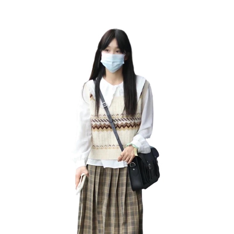 Set áo sơ mi và áo gile sọc rằn TỪ MỘNG KHIẾT thời trang Hàn Quốc