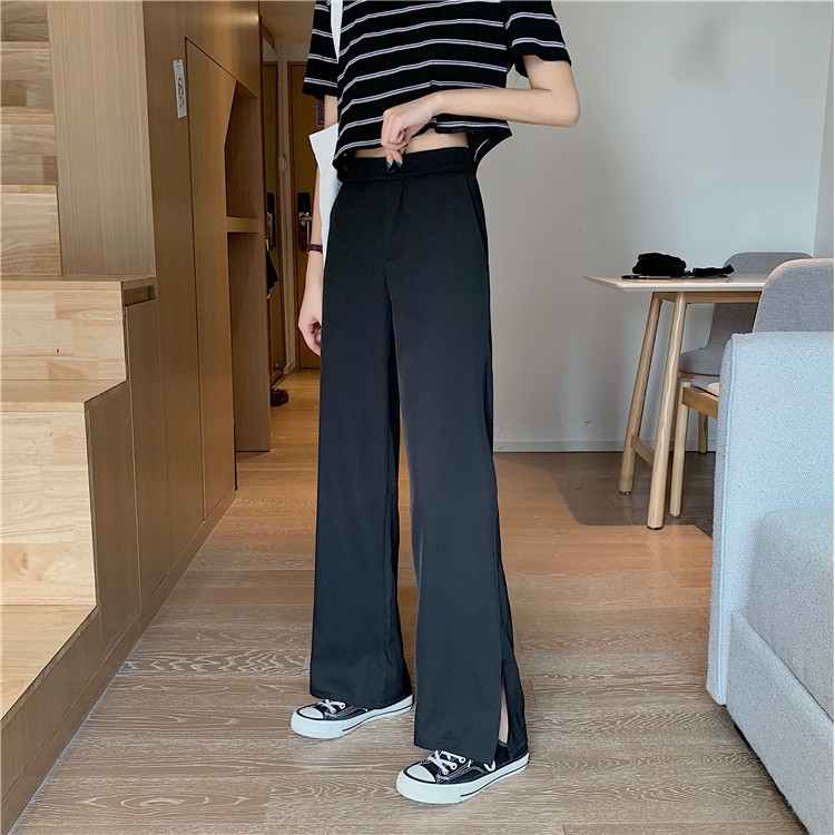 Quần Dài Lưng Cao Ống Rộng Màu Đen Thời Trang Cá Tính Cho Nữ