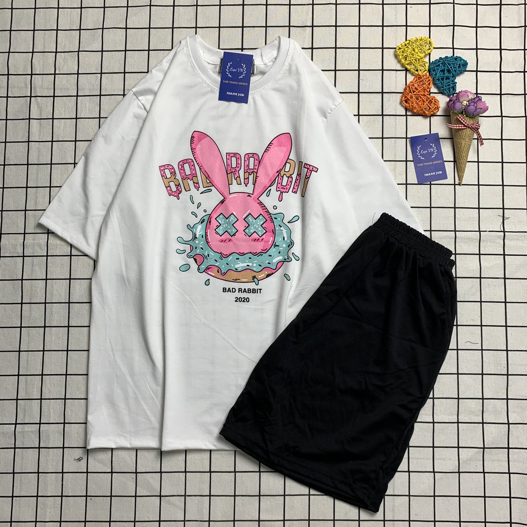 Đồ Bộ Nam Nữ Hoạt Hình Uniex Tay Lỡ Bad Rabit Lapi VN, Đồ Bộ Cartoon, Freesize, Thun Cotton, Nam Nữ Đều Mặc Được