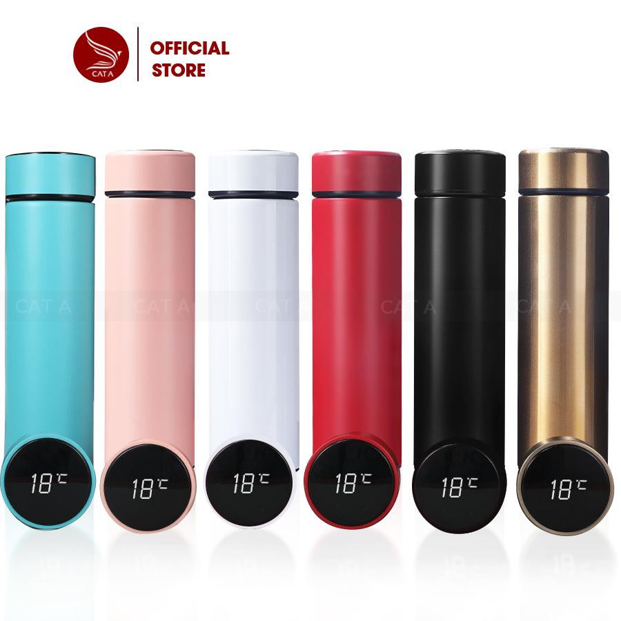 Bình giữ nhiệt Inox 2 lớp Cao Cấp thông minh có Đèn LED hiển thị nhiệt độ - Nhỏ gọn, sang trọng [ Dung tích 500 ML ]