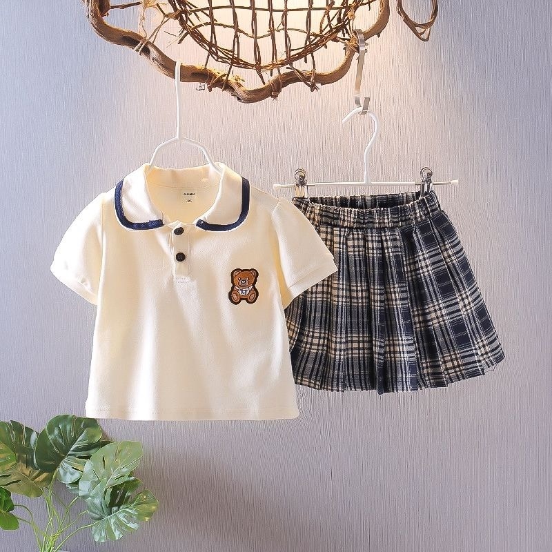 Set Áo Thun Polo Ngắn Tay Và Quần Short Thời Trang Mùa Hè Mới Cho Bé Gái