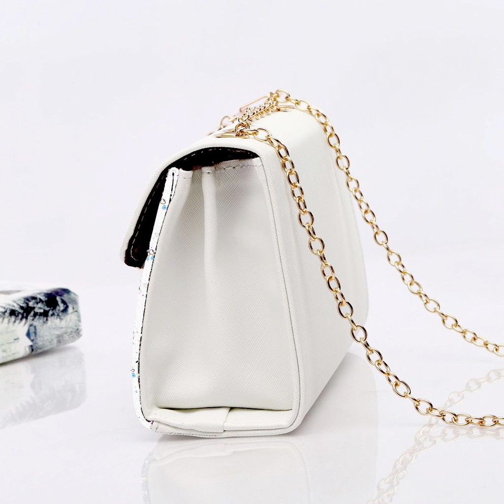 Túi Đeo Chéo Nữ Da Mềm Dễ Thương Khóa Gài T31 Trắng