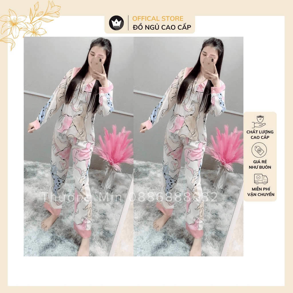 Đồ bộ pijama - bộ mặc nhà dài tay họa tiết sang chảnh,chất vải mịn màng,sang trọng | BigBuy360 - bigbuy360.vn