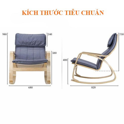 Ghế Bập Bênh Gỗ-Ghế Thư Giãn Chất Liệu Gỗ Bạch Dương Cao Cấp Kết Hợp Đệm Bọt Biển Đàn Hồi Êm Ái Nhiều Màu Sắc