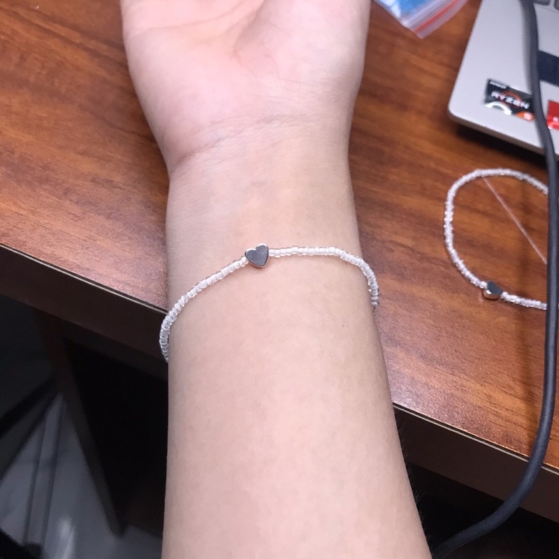 Vòng tay/ vòng chân sợi co giãn hình trái tim