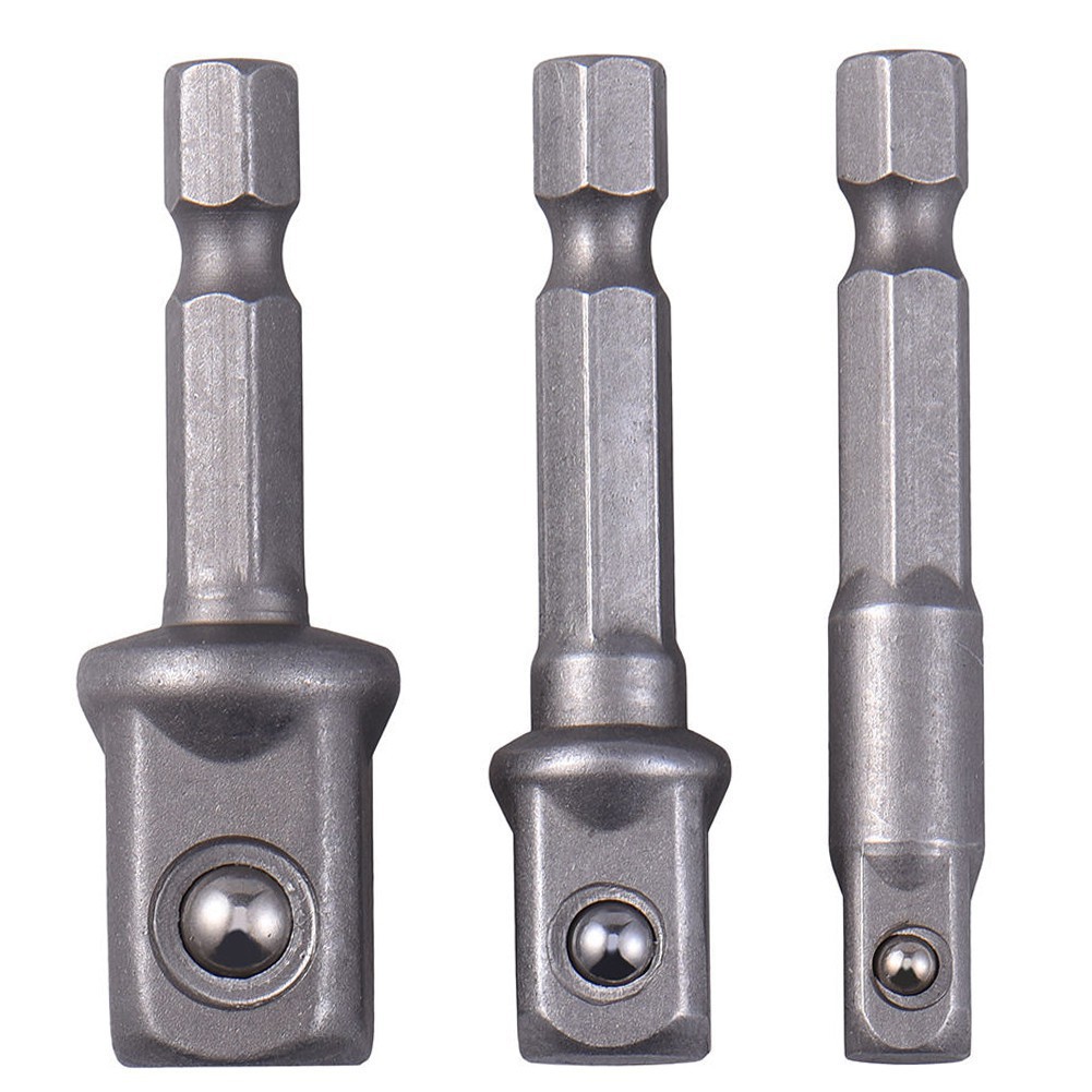 3Pcs Socket Adapter Drill Bits Set Hex Shank Driver Tools