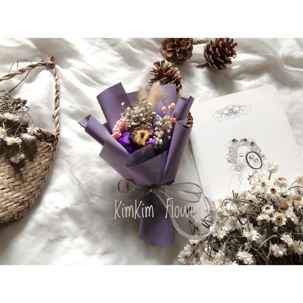 Bó hoa khô mini, hoa khô decor chụp hình , quà tặng