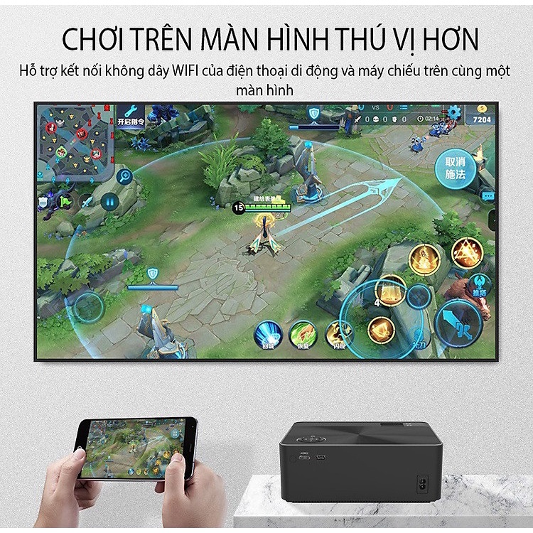 [ Chính hãng ] Máy Chiếu Mini Chuyên Dùng Cho Gia Đình, Văn Phòng Nhỏ W2 HĐH Android 6.0 Độ Phân Giải Hỗ Trợ 1920x1080P