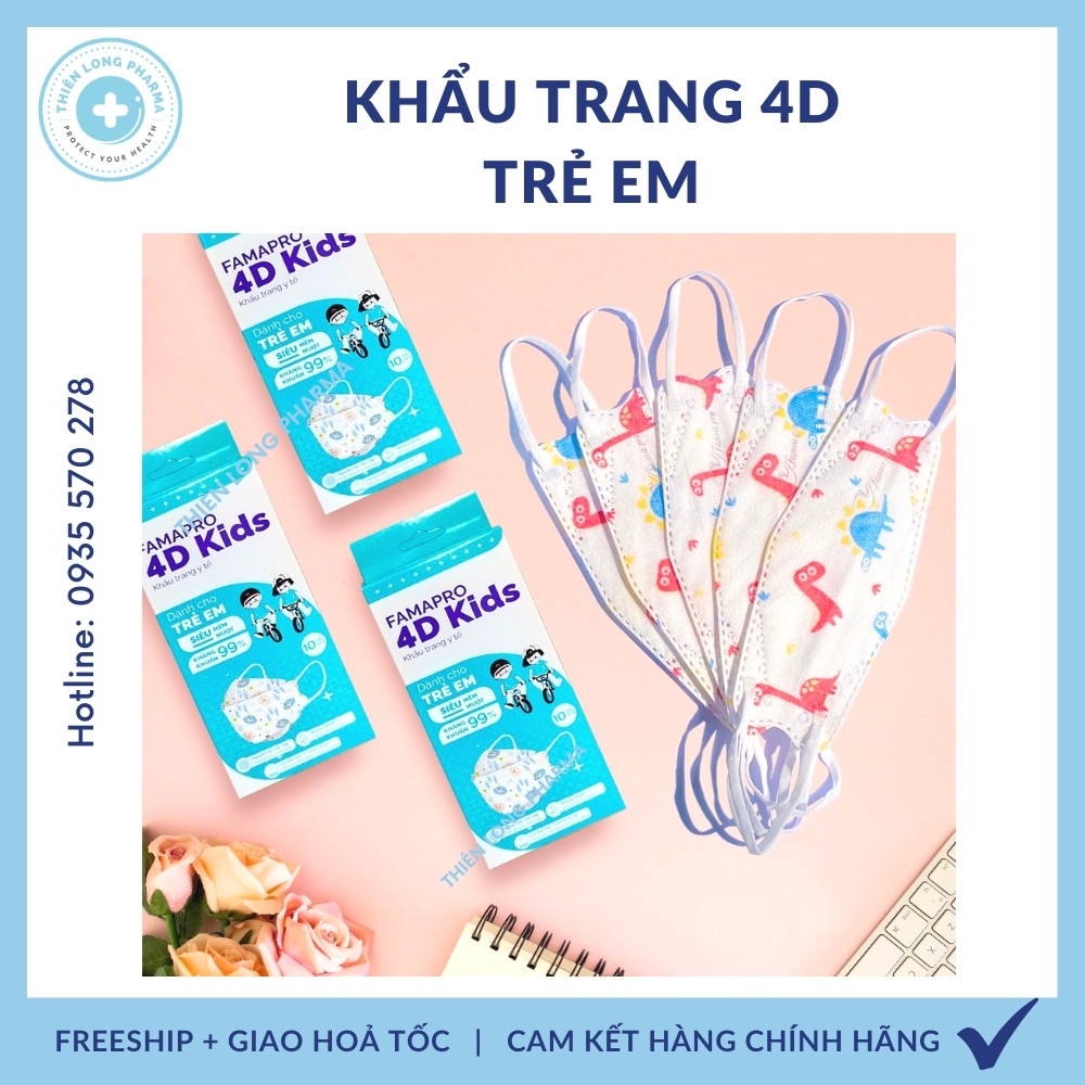 [ Hộp 10 Cái] Khẩu Trang Trẻ Em 5D BIDEN, 3 lớp kháng khuẩn cho bé, Hàng Chính Hãng Công Ty