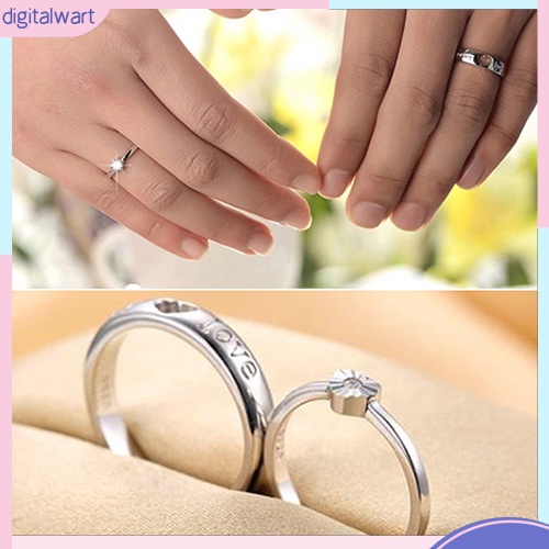 Nhẫn đôi mạ bạc khắc chữ Forever Love đính đá Zircon