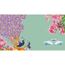 TRANH ĐÍNH ĐÁ Đồng hồ Vợ Chồng Công Tím Hoa Lan ABC Lavender LV162 - Chưa gắn