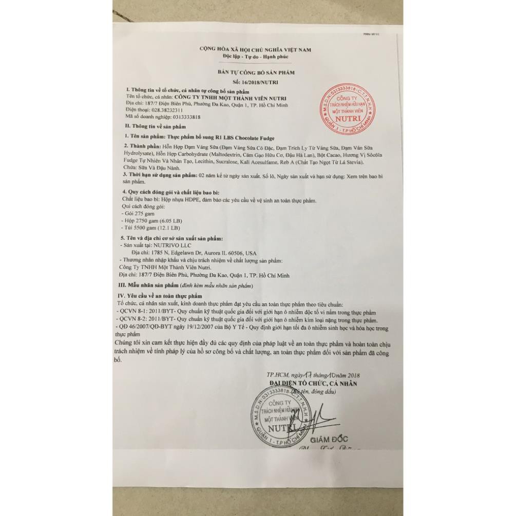 Rule 1 Mass Sữa Tăng cân Nhanh Rule1 Mass R1 LBS 12 Lbs (5.4 kg) - Usa