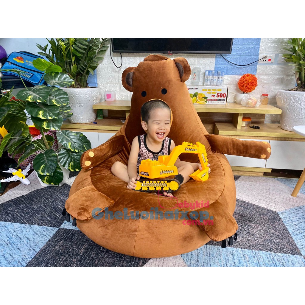 Ghế lười hạt xốp vải nhung hình giọt nước, mịn, mát, hoạ tiết đáng yêu, size ngoại cỡ đã có vỏ ghế + hạt xốp đầy đủ