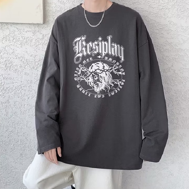 Áo Thun Tay Dài Dáng Rộng In Họa Tiết Hoạt Hình Phong Cách Hip Hop Nhật Bản Thời Trang Cho Nam Và Nữ size M-5XL