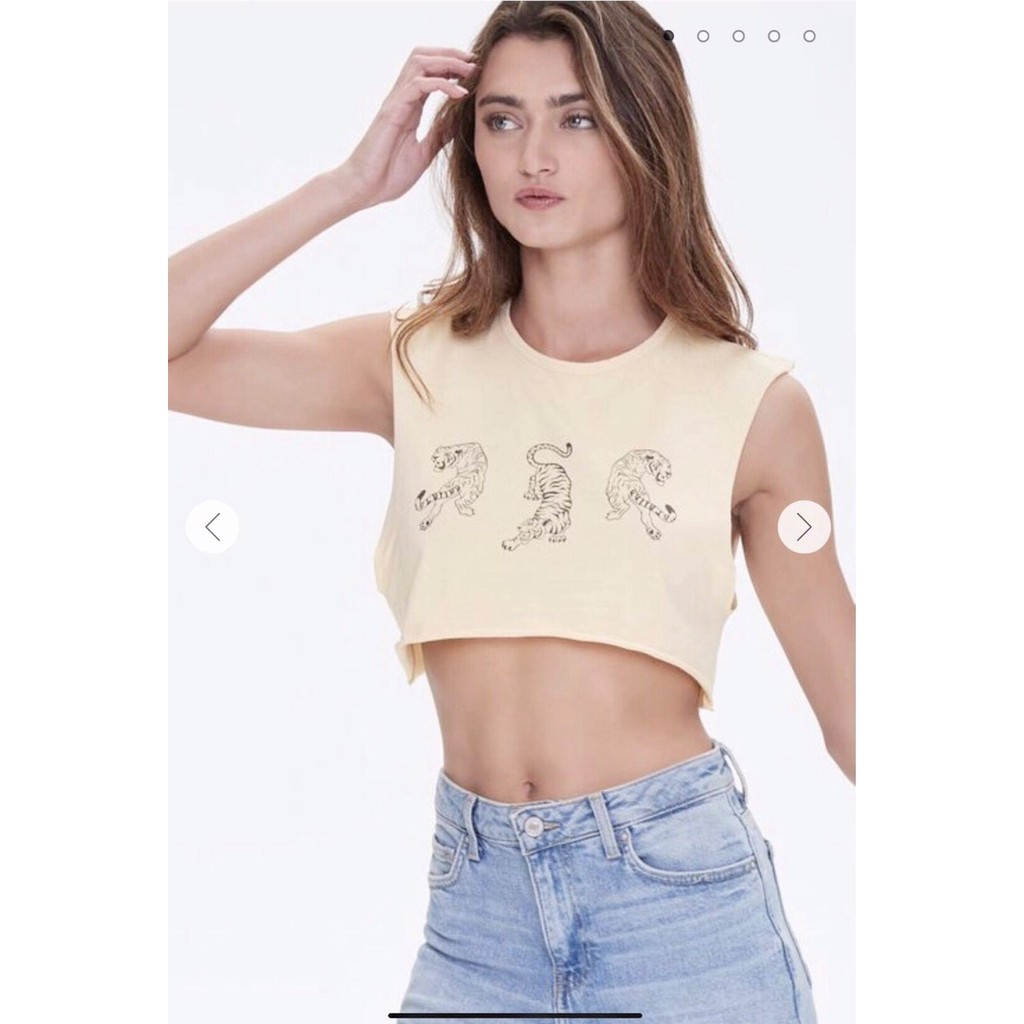 Áo croptop kem sát nách in 3 con cọp vnxk
