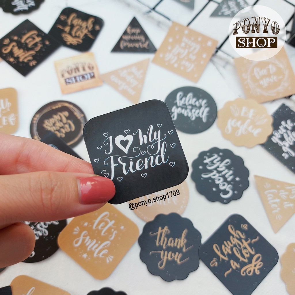 🔶 Hộp 45 sticker nhãn dán Goodnight trang trí Scrapbook