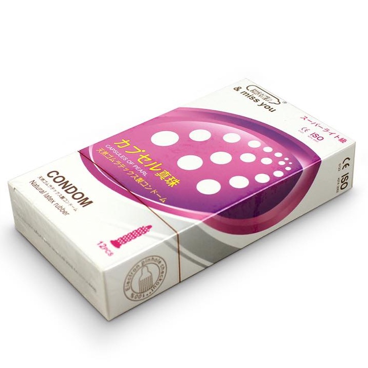 Bao Cao Su Miss You Gân Gai, Bcs Siêu Mỏng, K.Dài T.Gian, Size 52mm, Nhiều Gel Bôi Trơn (Hộp 12C)